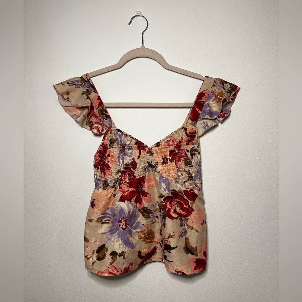 BAND OF GYPSIES FLORAL SMOCKED TOP